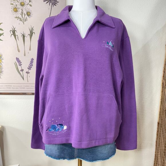 Vintage 90s Y2k Disney Winnie Pooh Eeyore Embroidered Top Cutecore Grandma XL - Picture 1 of 7